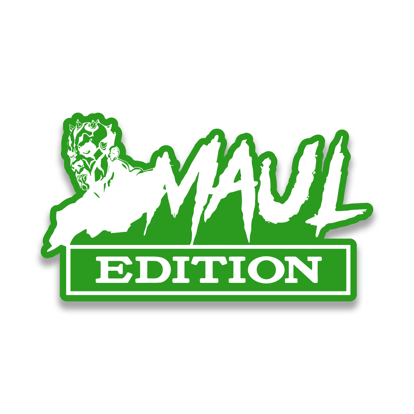 Maul Edition silver engraved automotive emblem with black lettering