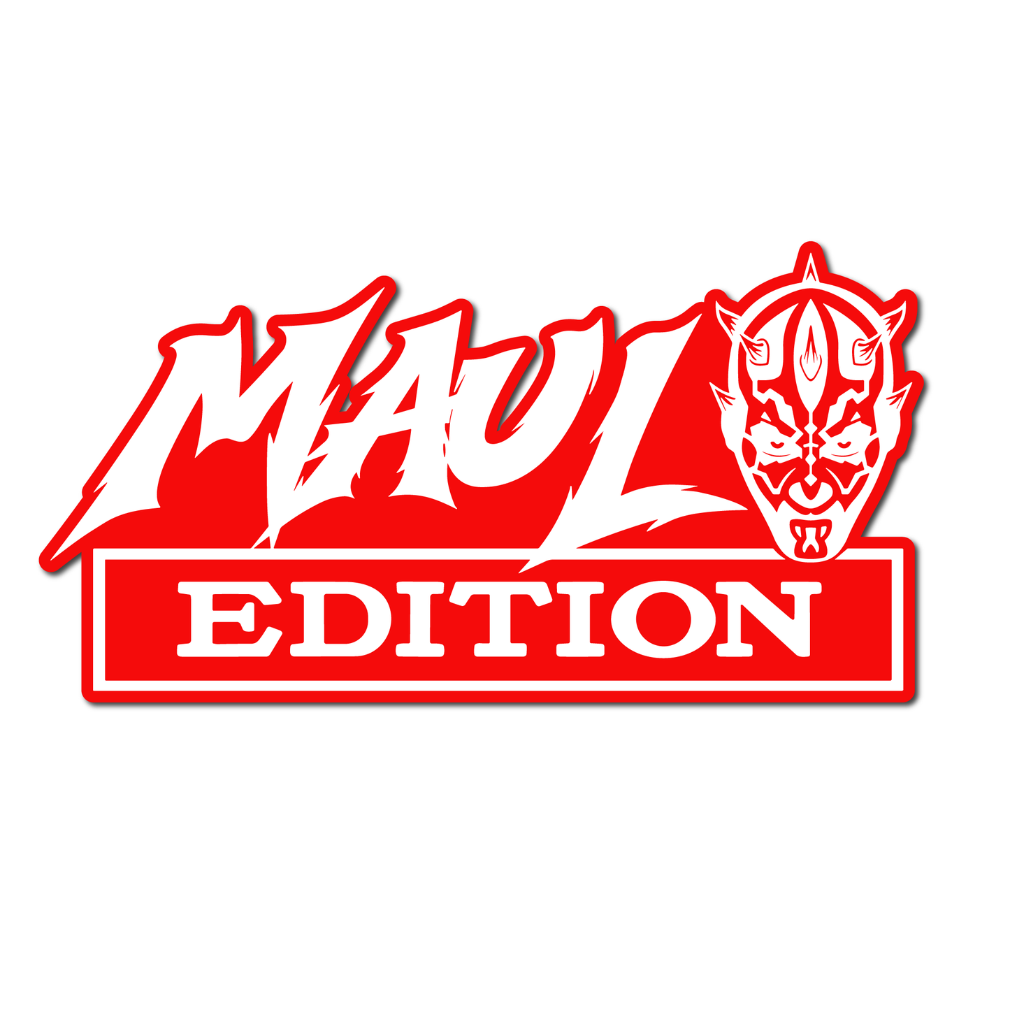Custom Maul Edition car fender badge with bold lettering and detailed graphic