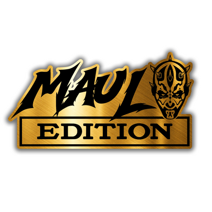 Silver and black Maul Edition car emblem with brushed metal engraved appearance