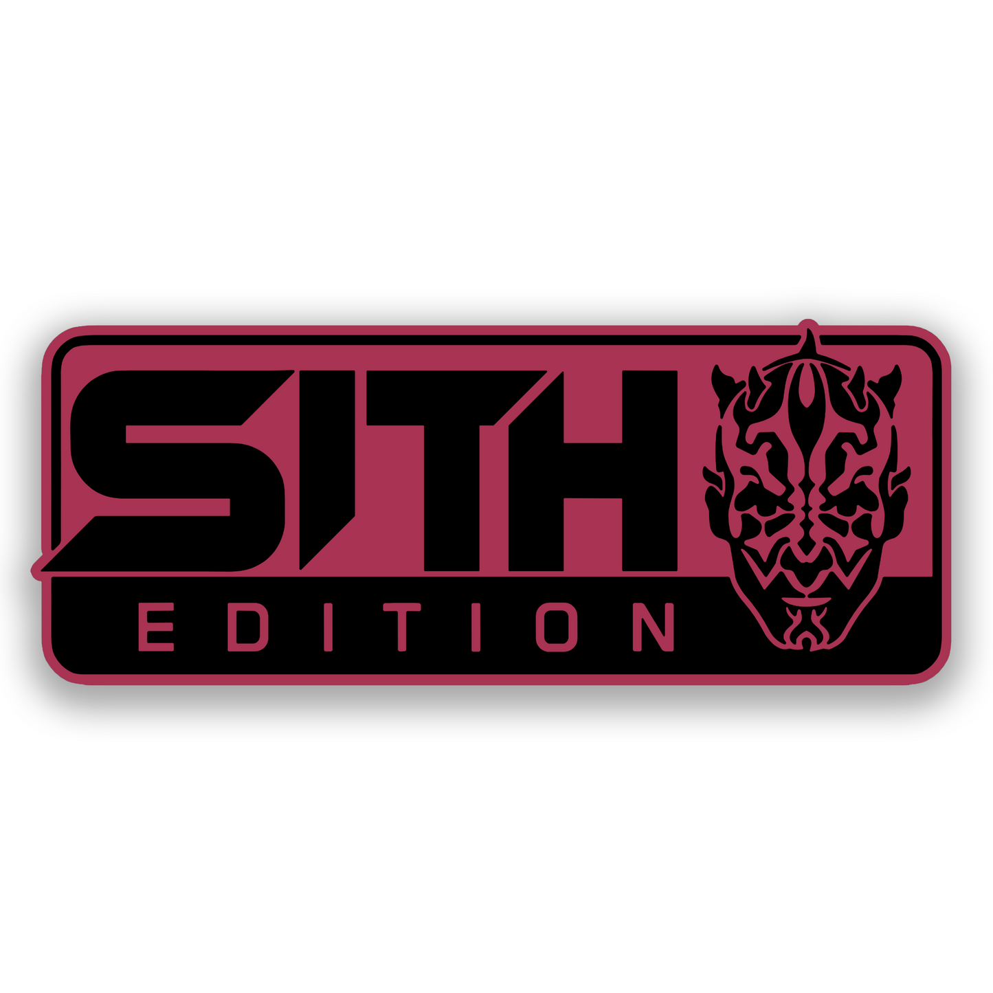 Engraved Maul Sith Edition vehicle emblem in black and brushed silver finish