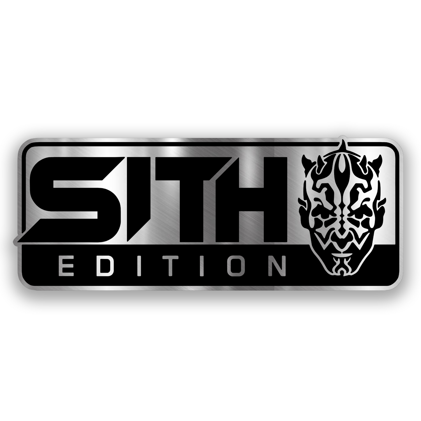 Maul Sith Edition engraved car badge emblem with brushed silver and black design