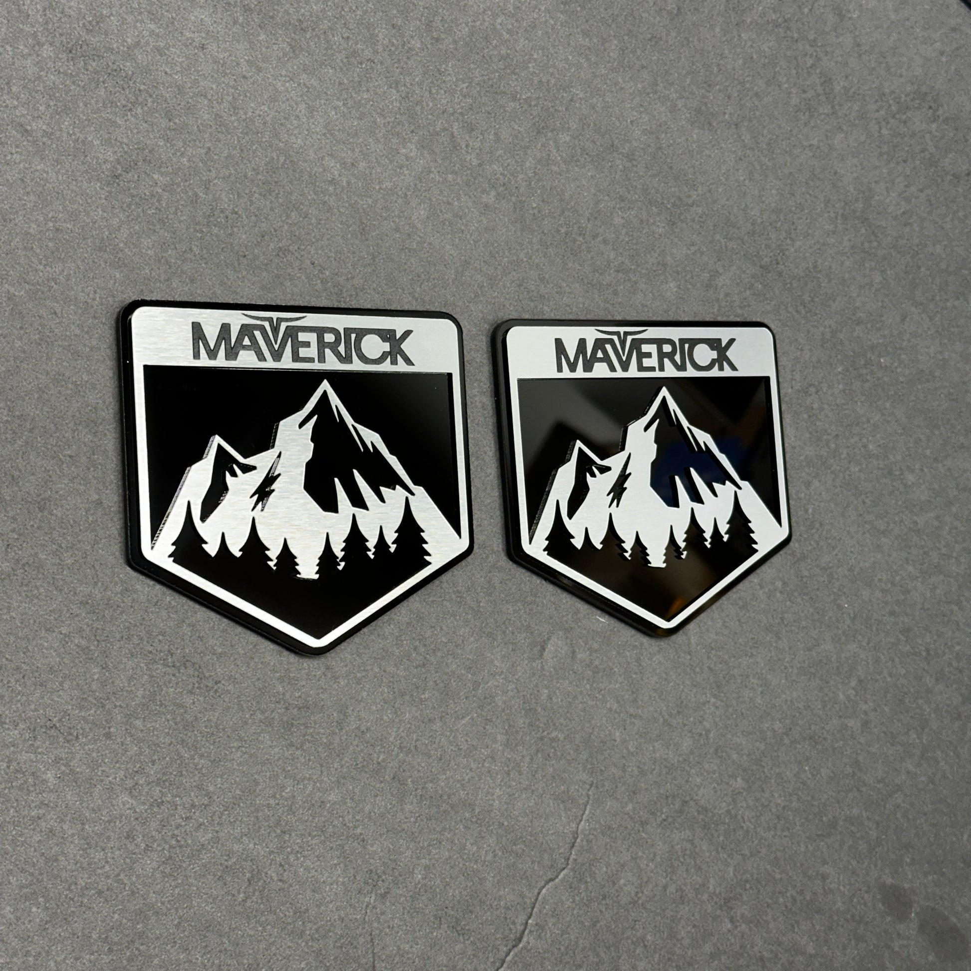 Maverick mountain car badge fender emblem for with brushed silver finish