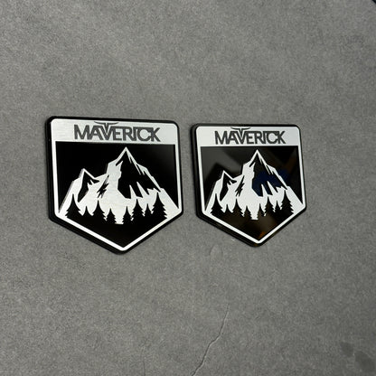 Maverick mountain car badge fender emblem for with brushed silver finish