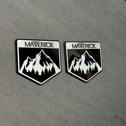 Maverick mountain car badge fender emblem for with brushed silver finish