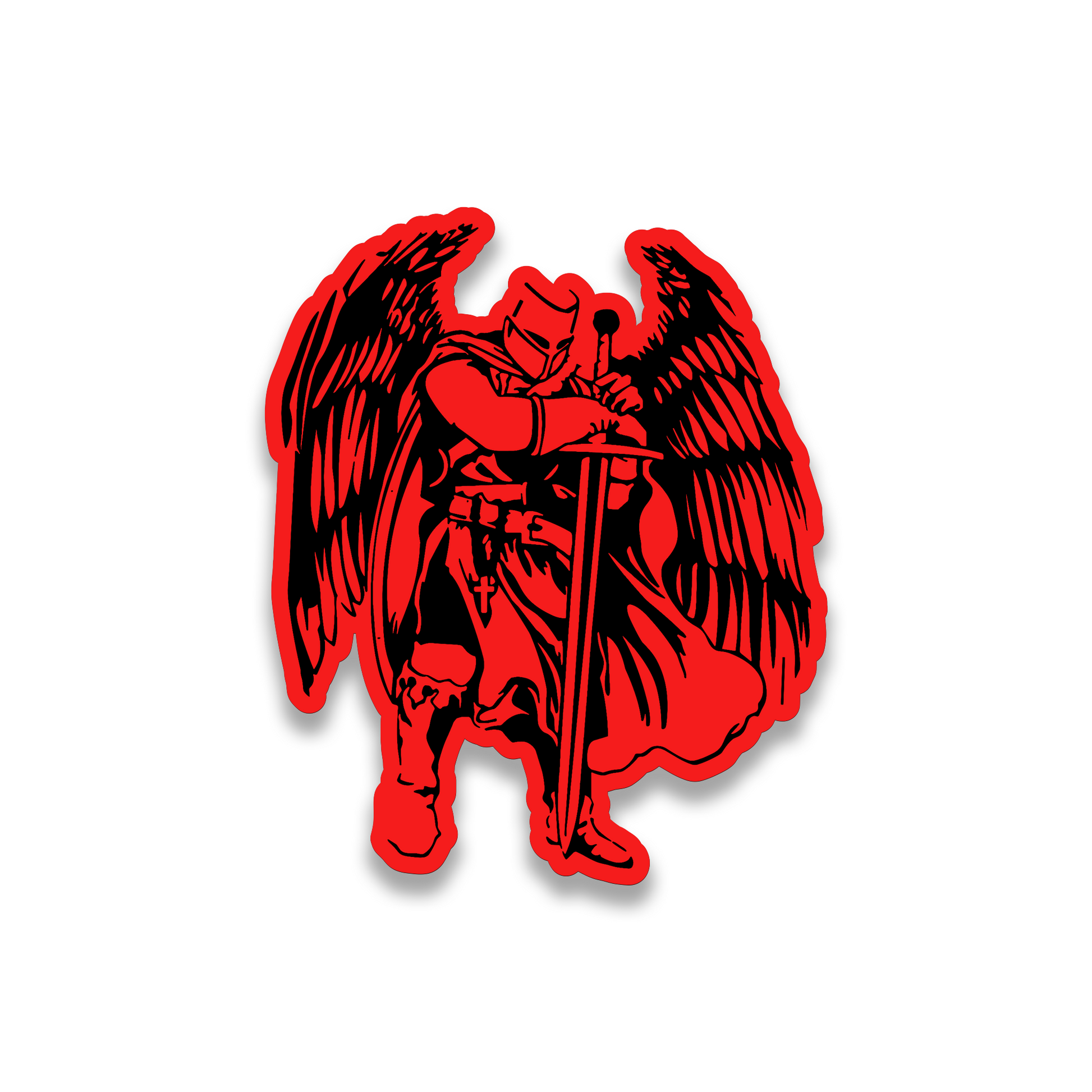 Templar sword knight car exterior emblem with engraved black and silver details