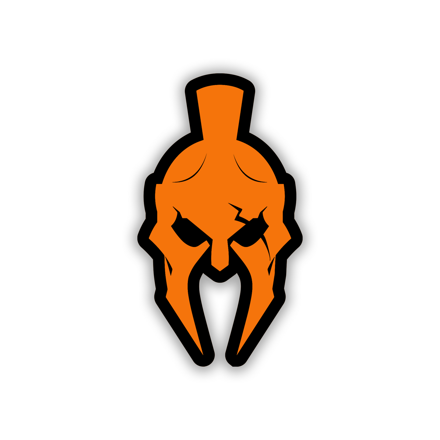 Spartan warrior car badge featuring silver engraved helmet design