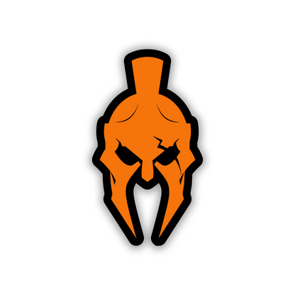 Spartan warrior car badge featuring silver engraved helmet design