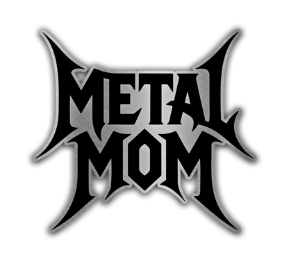 Brushed silver Metal Mom flame emblem engraved car badge design