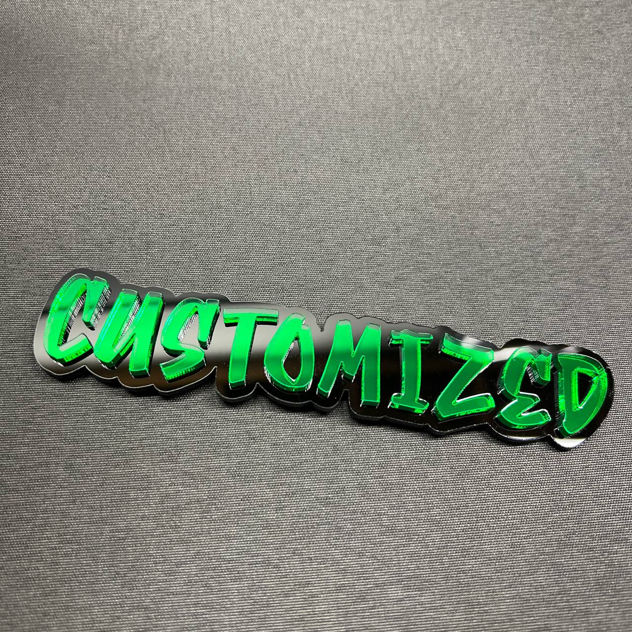 Graffiti style custom car emblem for fender or tailgate