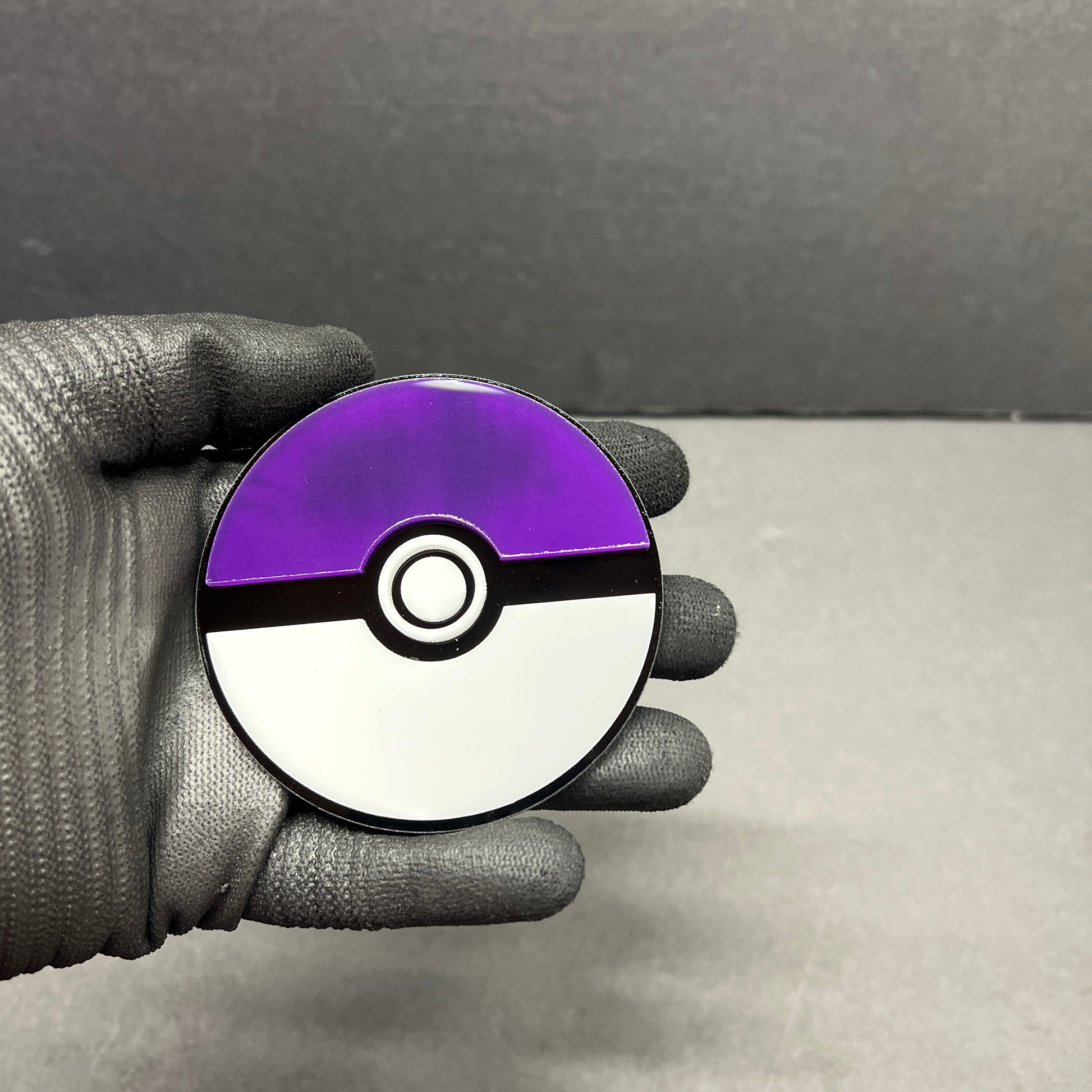 Purple monster ball inspired car badge fender emblem with mirror purple acrylic