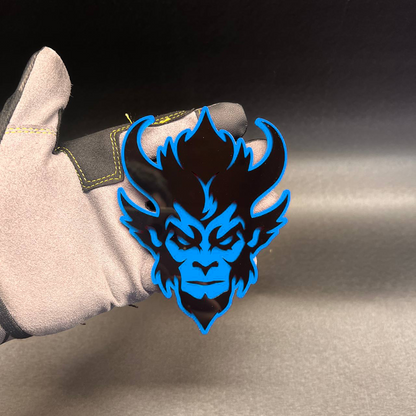 Monkey Demon car badge exterior decal for cars, trucks, and custom builds