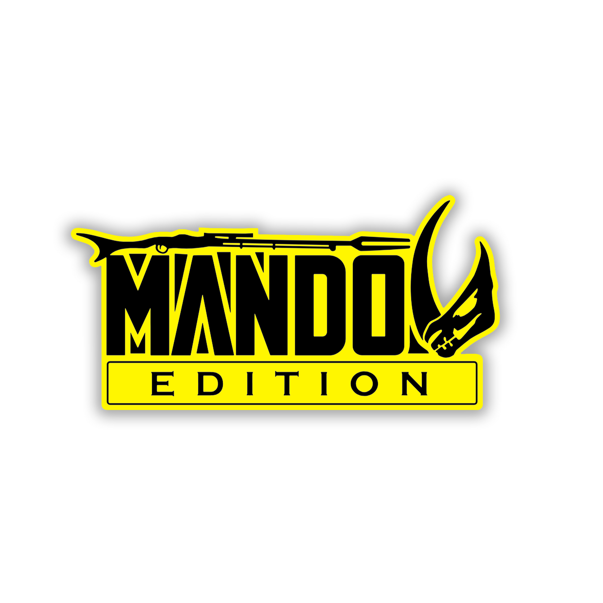 Custom Mando Edition car emblem featuring a Mudhorn graphic