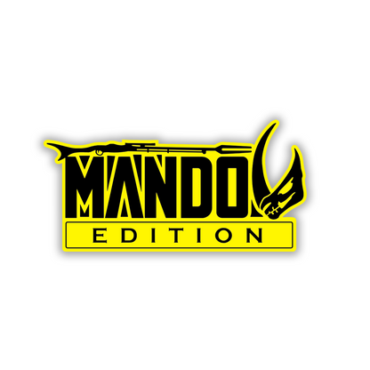 Custom Mando Edition car emblem featuring a Mudhorn graphic