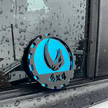 Mudhorn skull badge on Jeep Wrangler Unlimited side fender
