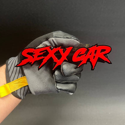 Red and black sexy script acrylic car emblem for truck tailgate
