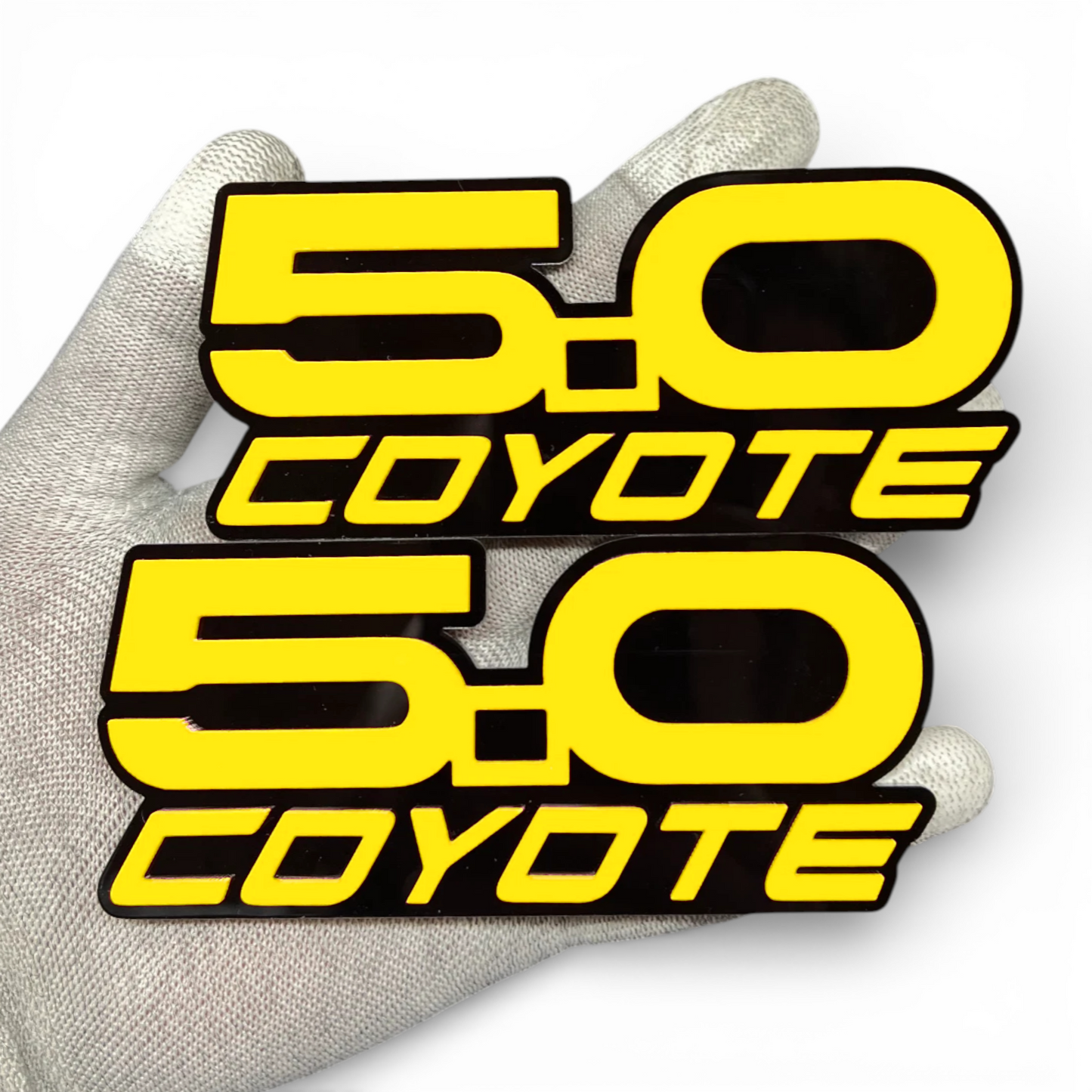 Laser cut 5.0 Coyote badge fine edges