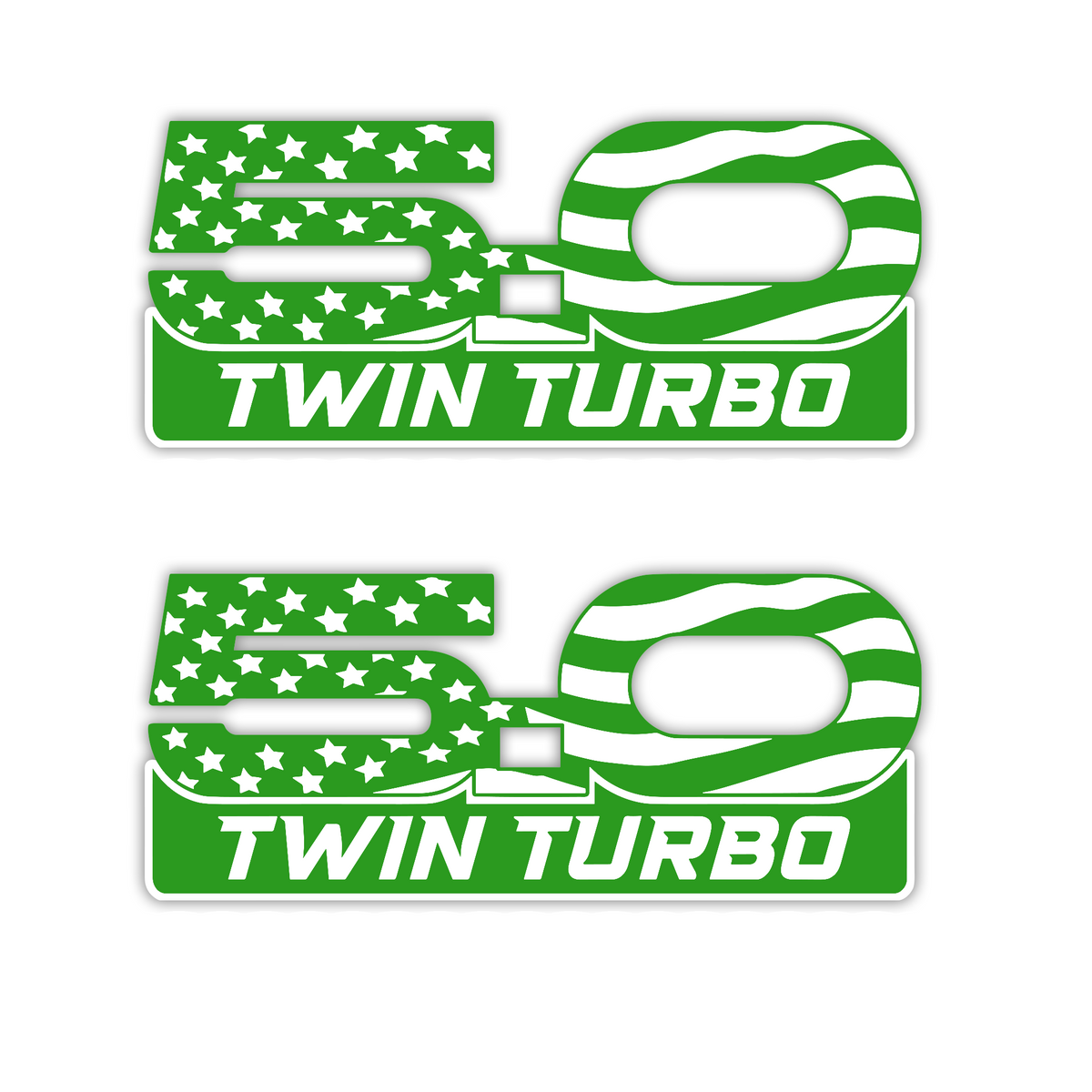 5.0 Twin Turbo American flag engraved automotive emblem