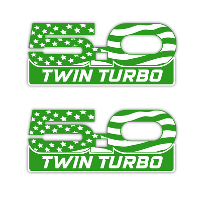 5.0 Twin Turbo American flag engraved automotive emblem