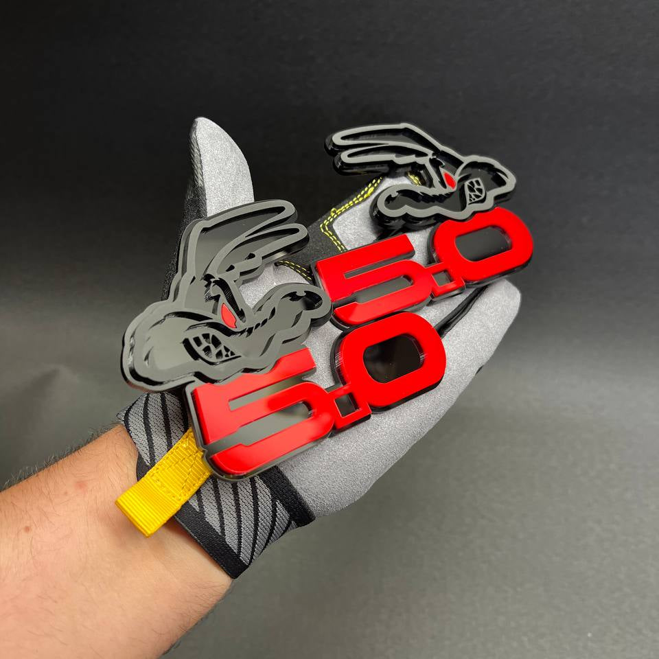 Mustang GT 5.0 Coyote wolf logo badge dual layer acrylic emblem for Ford Mustang performance cars