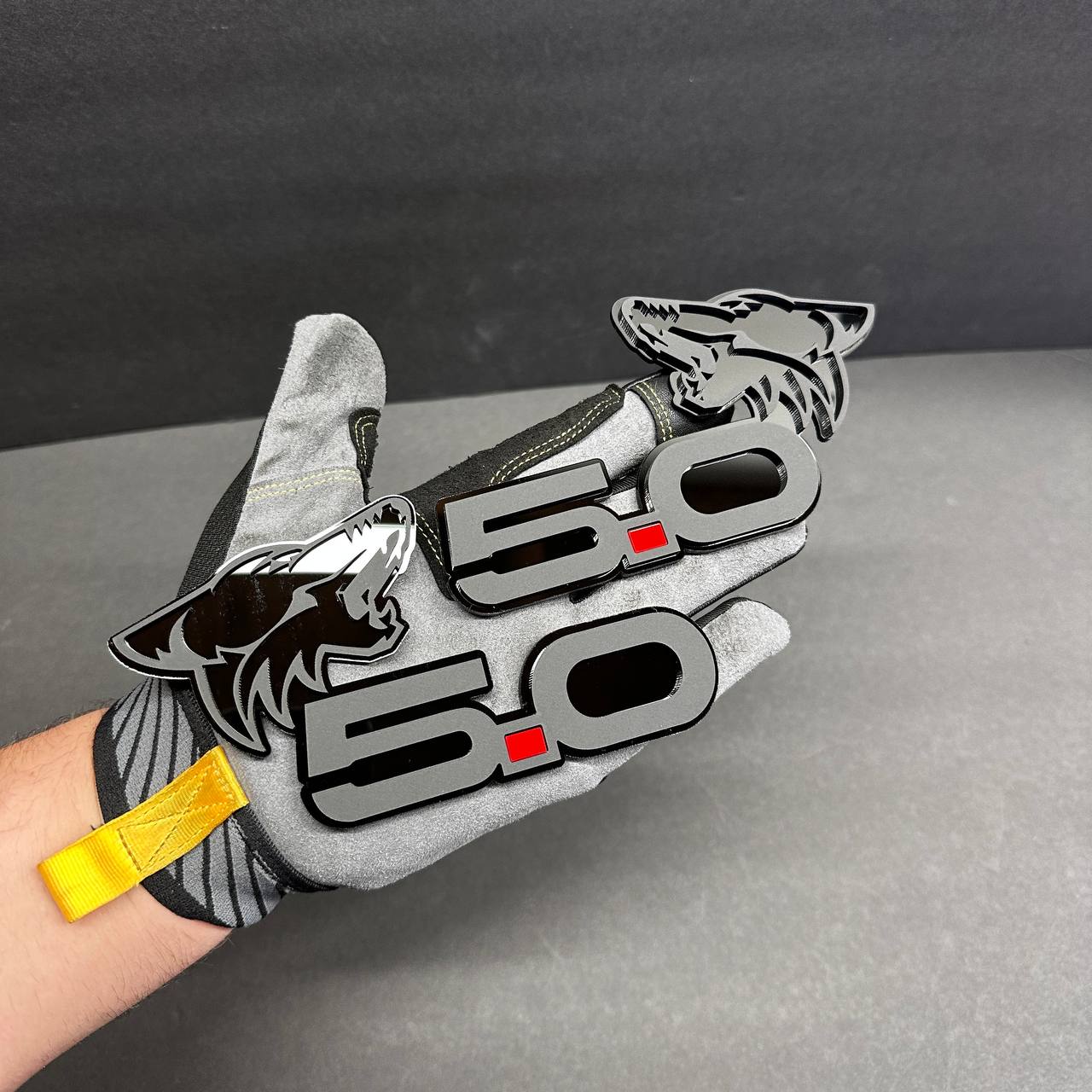 Mustang GT 5.0 Coyote wolf logo badge dual layer acrylic emblem for Ford Mustang performance cars