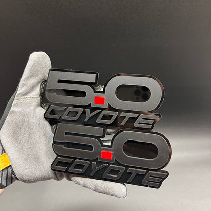 Coyote 5.0 fender emblem for Ford Mustang V8 performance car