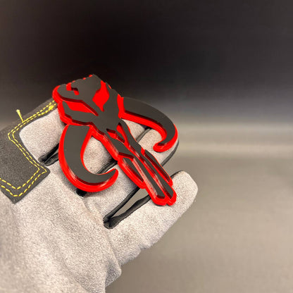 Black and red Mythosaur car badge decorative vehicle emblem