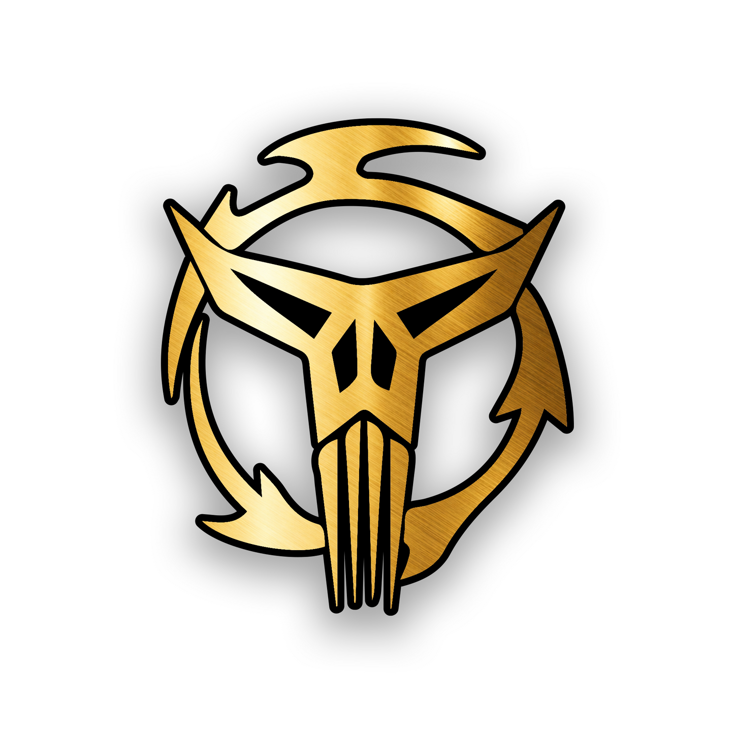 Star Wars inspired Mandalorian clan badge with clean engraved emblem artwork