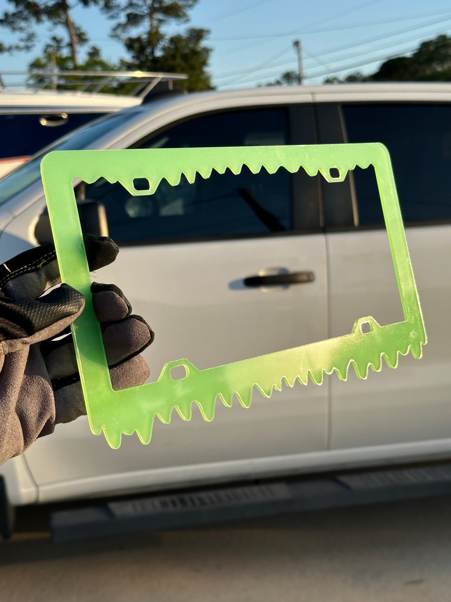 Exterior glow plate frame for license plate customization