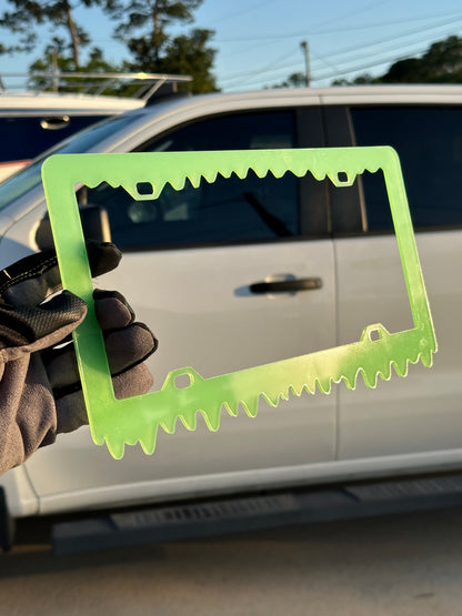Exterior glow plate frame for license plate customization