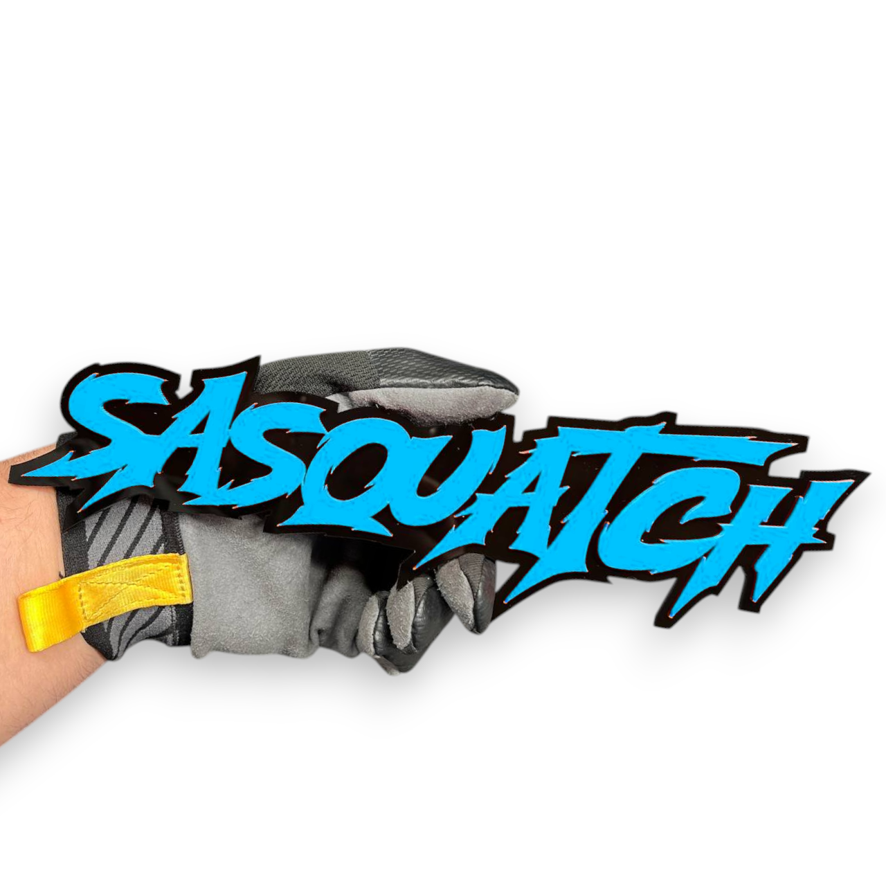 Offroad Sasquatch lettering badge with aggressive script design for vehicle fender installation