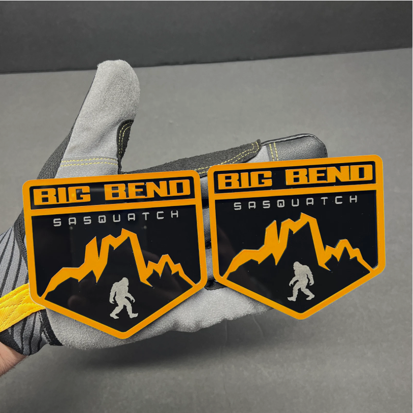 Big Bend Sasquatch tailgate emblem for pickup trucks including Ford F-150, GMC Sierra and RAM