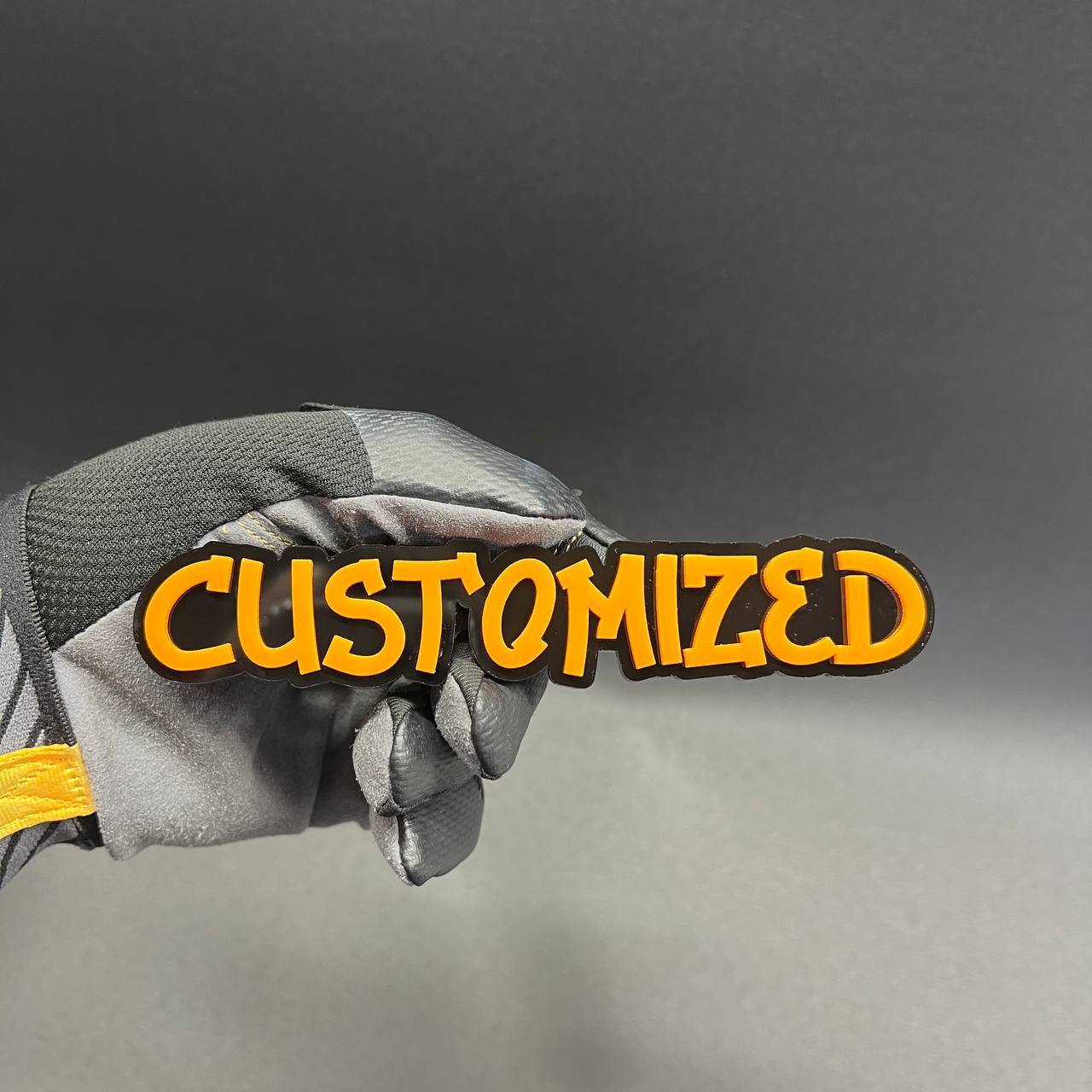 Graffiti font custom car emblem with personalized name lettering.