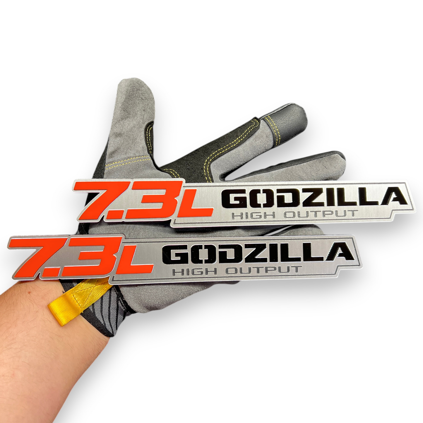 7.3L GODZILLA 3D Car Emblem Silver Fender Badge - Exterior Truck Decal