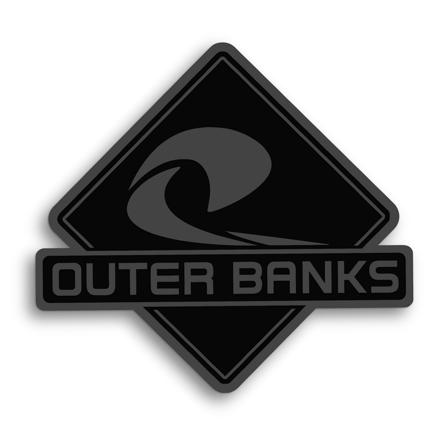 Custom Outer Banks surf logo emblem made from durable automotive acrylic.