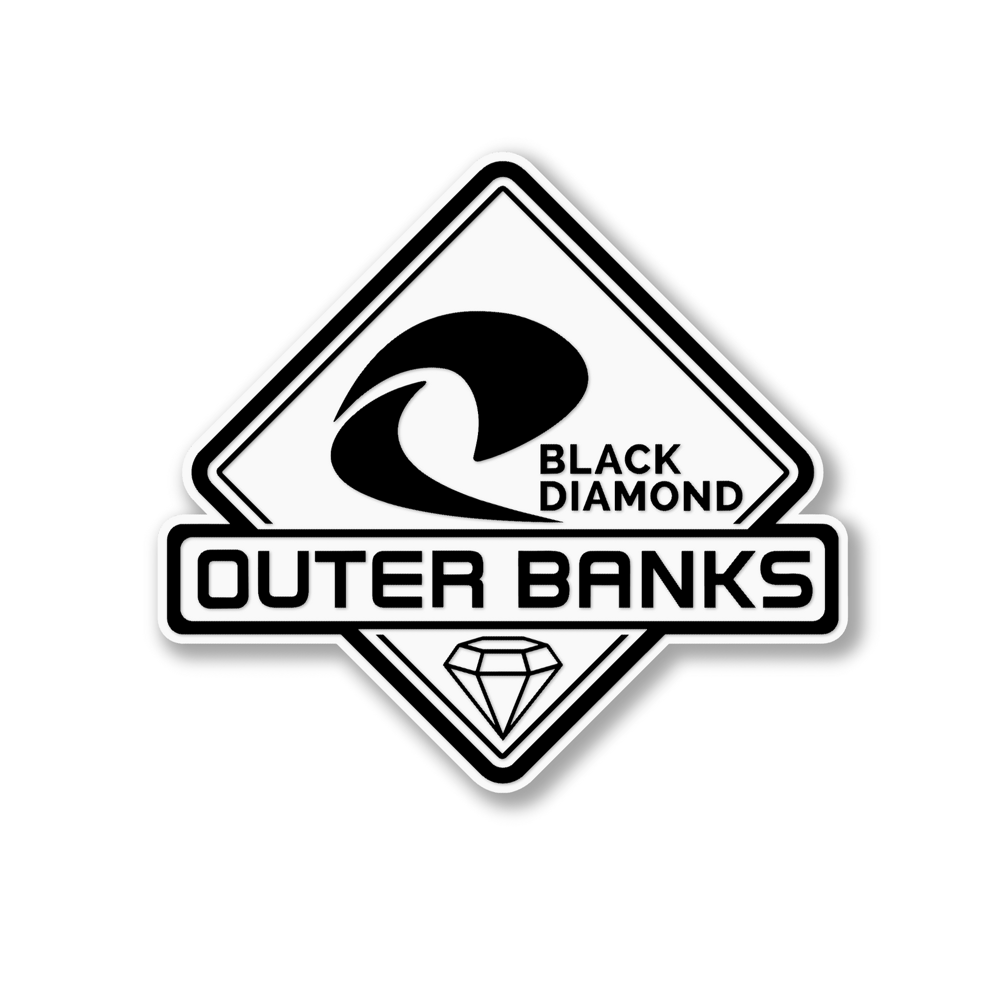 Outer Banks Black Diamond custom engraved acrylic emblem for vehicle fender or tailgate.