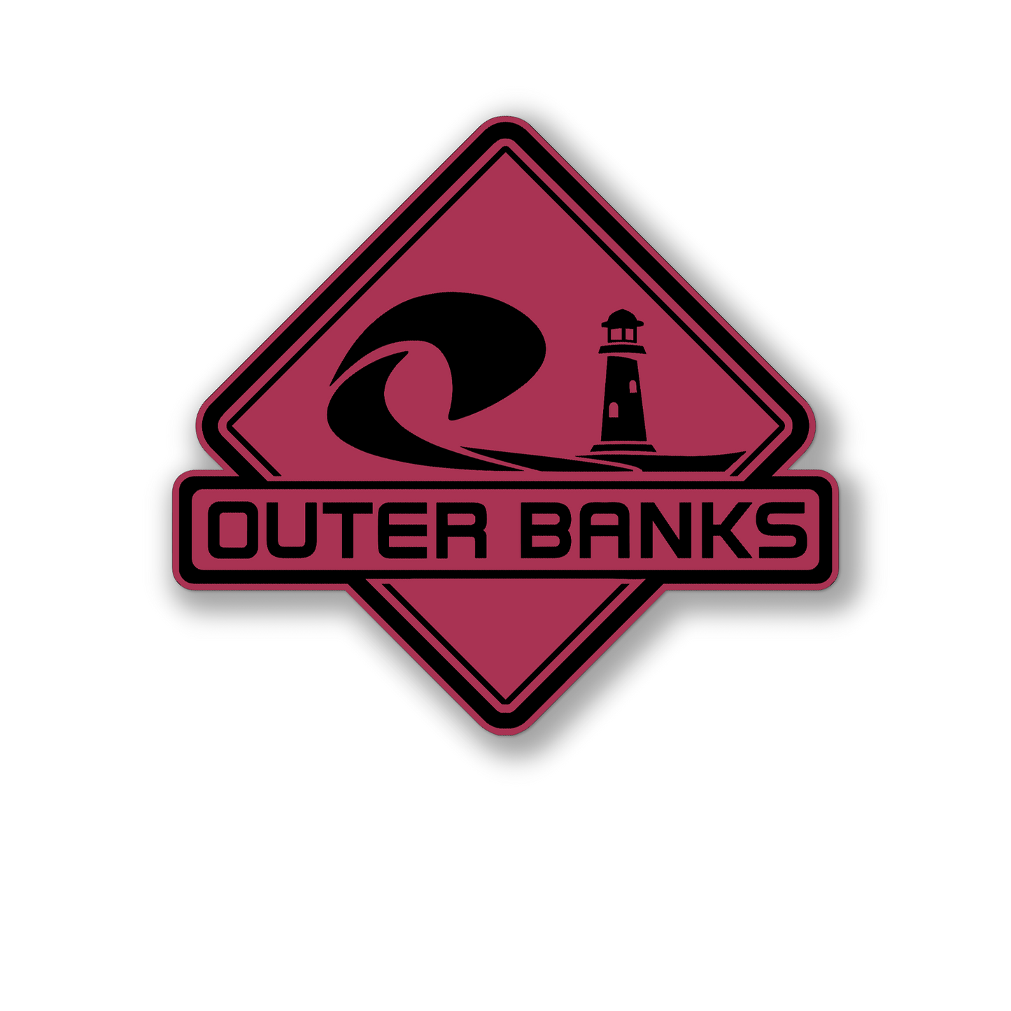 Outer Banks wave and lighthouse custom color automotive emblem