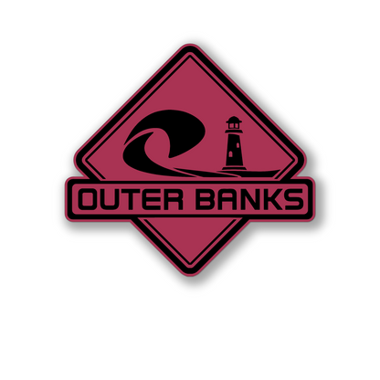 Outer Banks wave and lighthouse custom color automotive emblem
