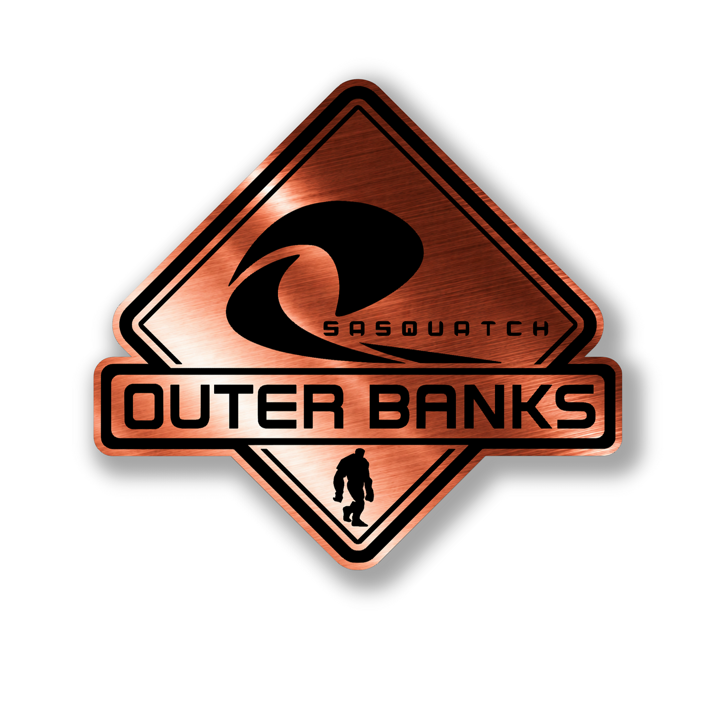Outer Banks Sasquatch decorative car emblem with precision engraved details.