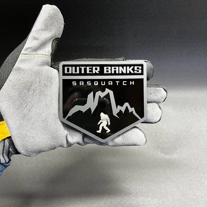 Outer Banks Sasquatch car badge fender emblem fits Bronco with mountain design