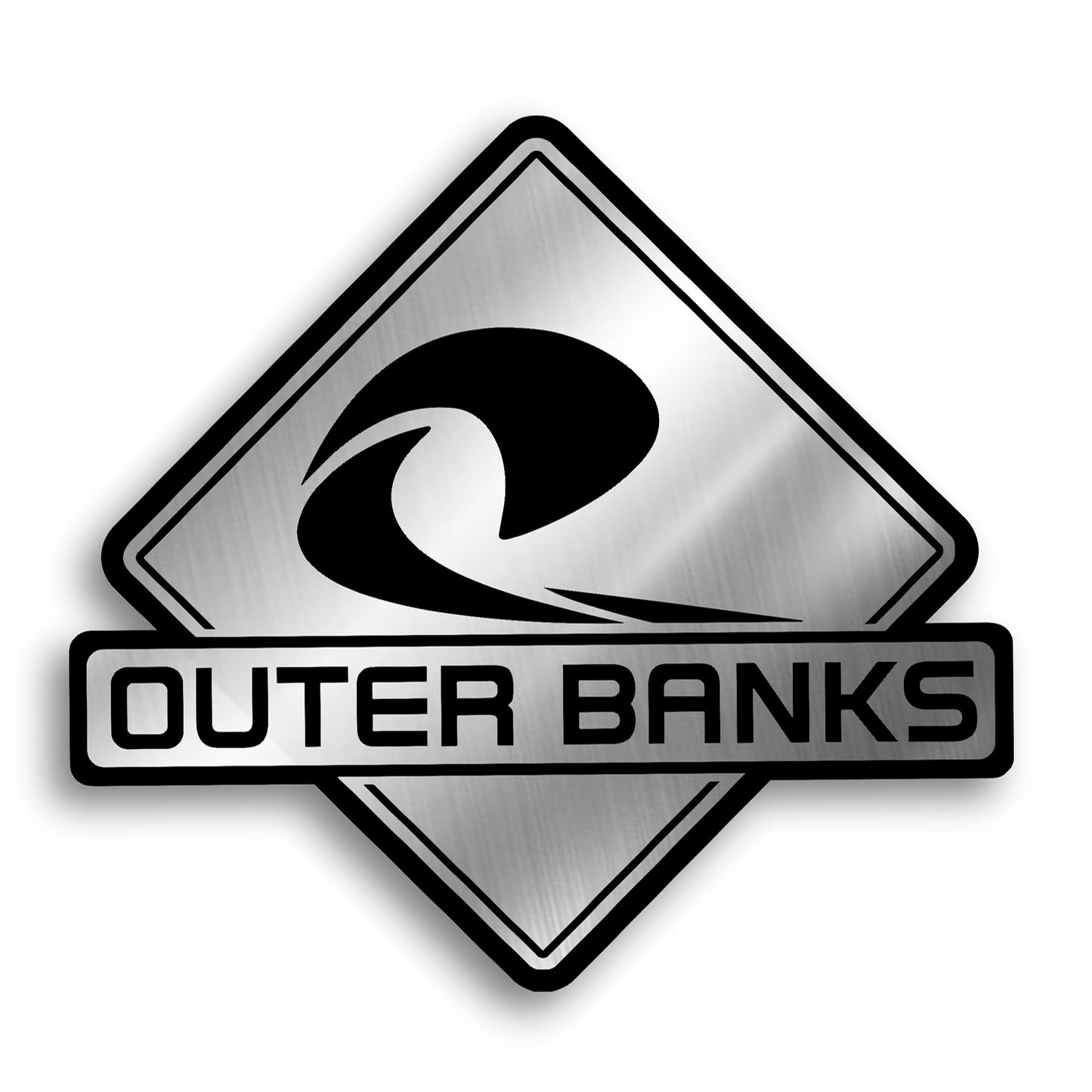 Outer Banks Surf Big Wave custom color car badge with premium layered acrylic design.