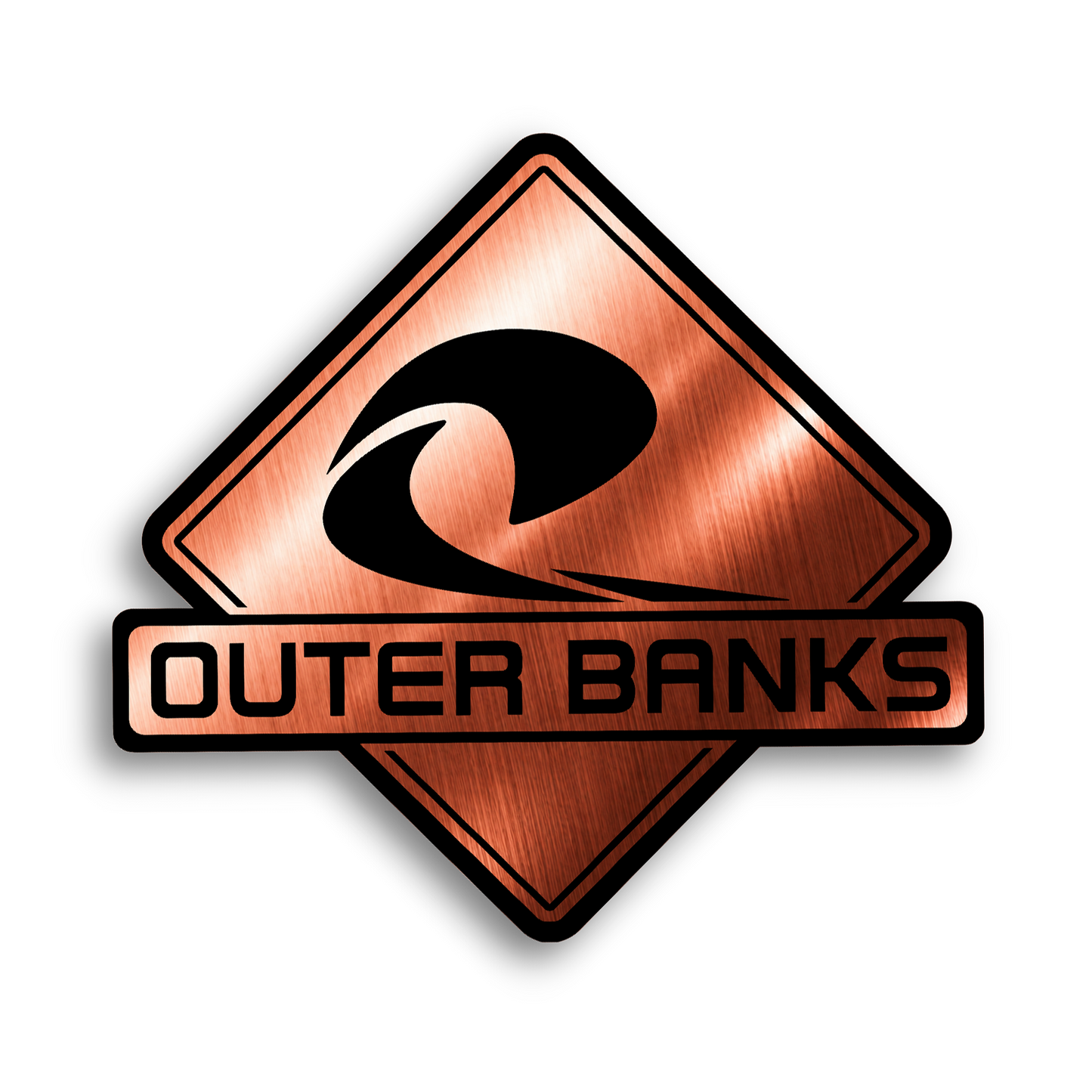 Outer Banks Big Wave custom color truck badge with weather-resistant finish.