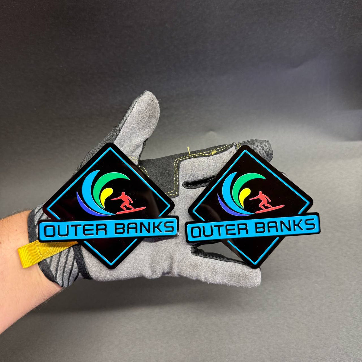 Colorful Outer Banks surf design car badge for Ford Bronco exterior accessories