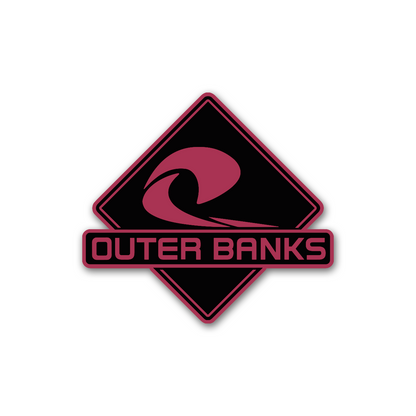 Custom Outer Banks wave auto emblem with engraved silver and black design