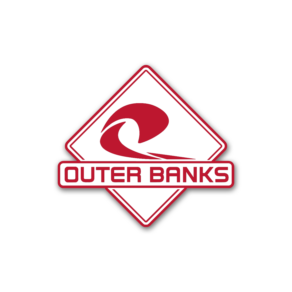 Outer Banks wave truck badge in black and brushed silver acrylic