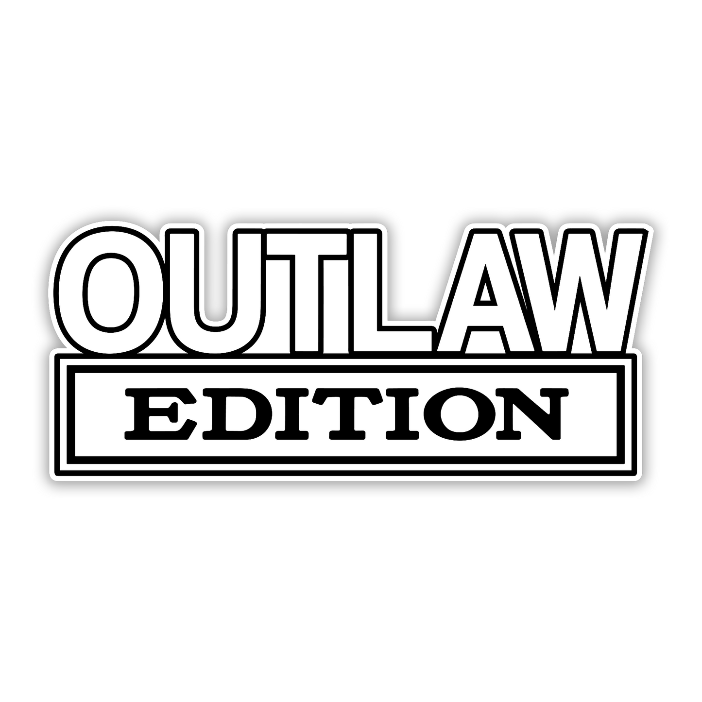 Outlaw Edition silver and black custom car badge for exterior styling