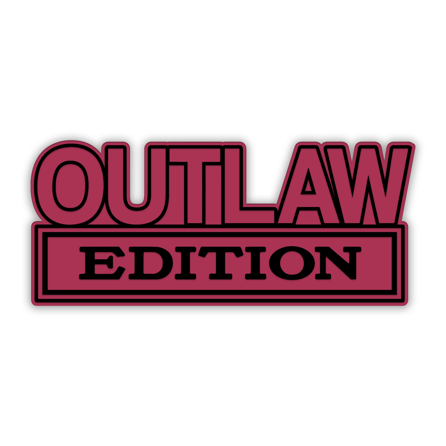 Outlaw Edition car badge fender emblem with engraved silver finish