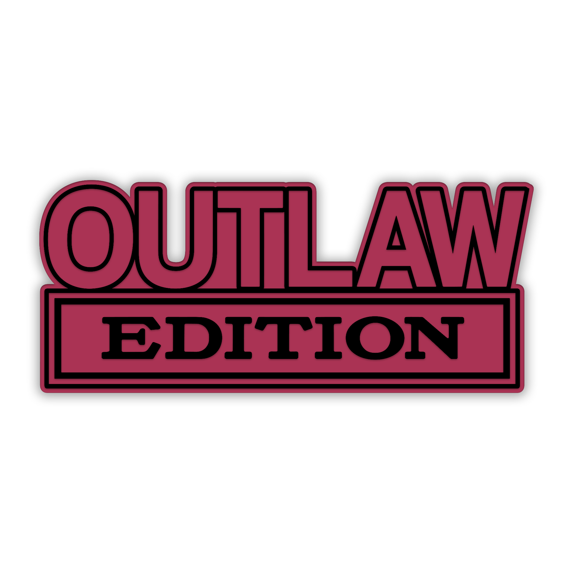 Outlaw Edition car badge fender emblem with engraved silver finish