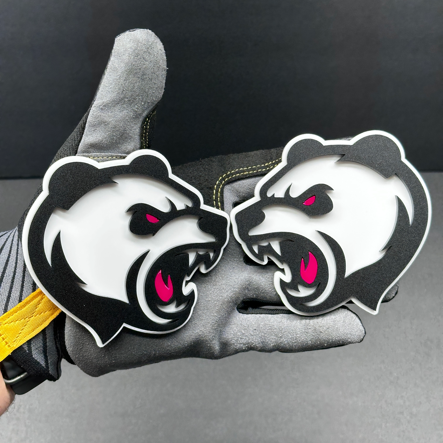 Panda head car emblem pair custom aftermarket automotive badge for styling