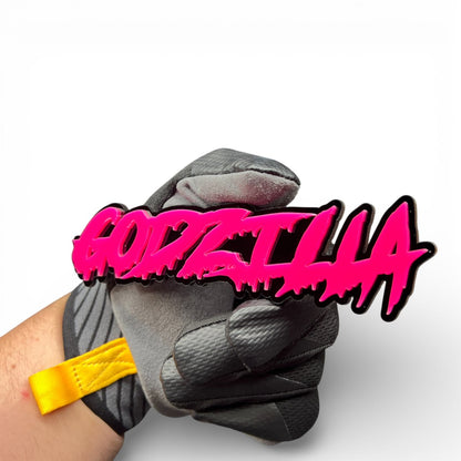 Layered acrylic Godzilla text badge for Tacoma and Tundra