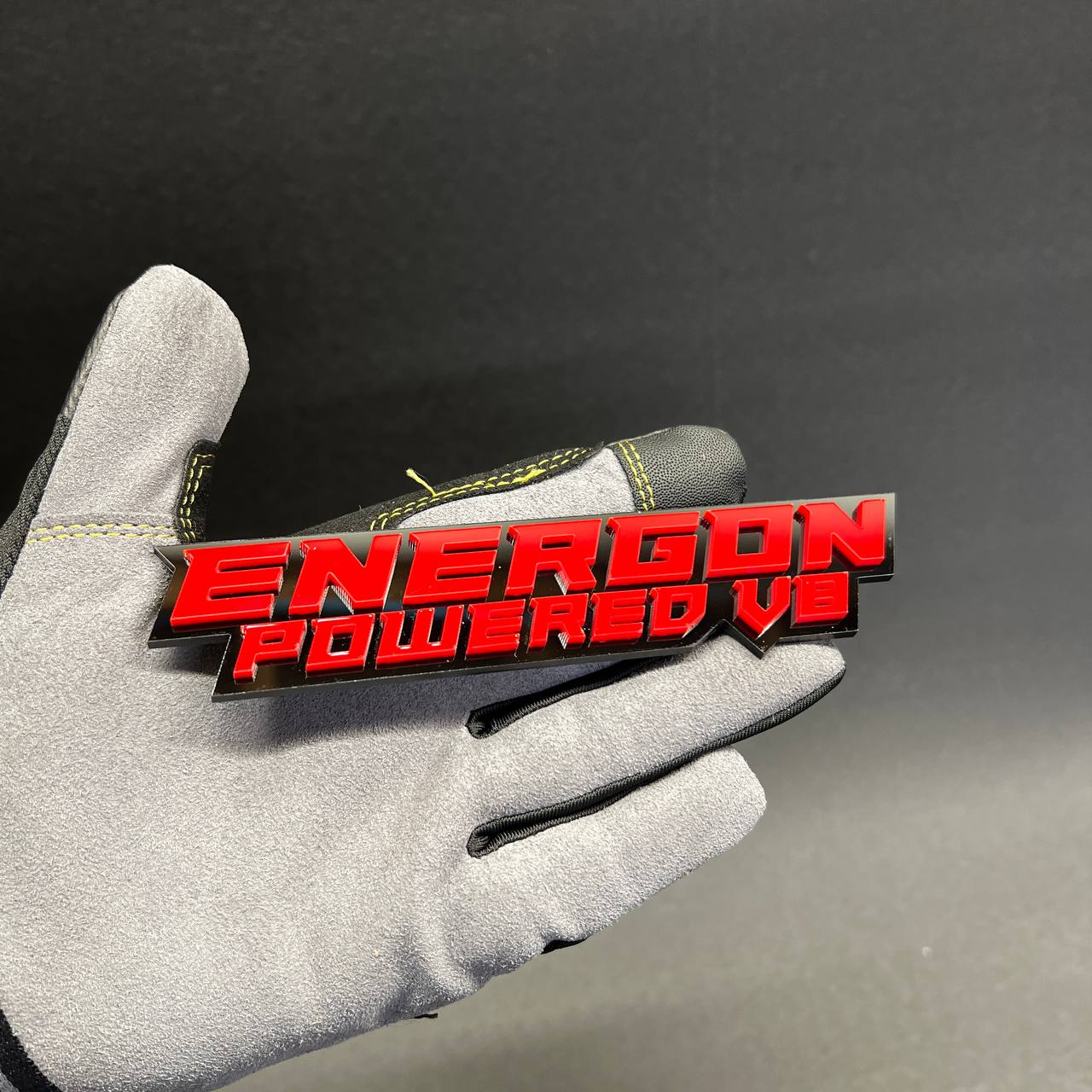 Custom automotive text badge decal designed for fender, hood, truck, or tailgate use.